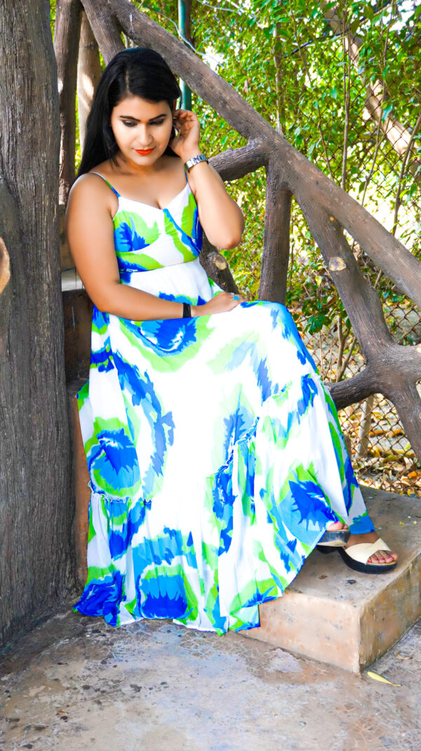 Multicolor Tie & Dye Print Maxi Sundress - Image 5