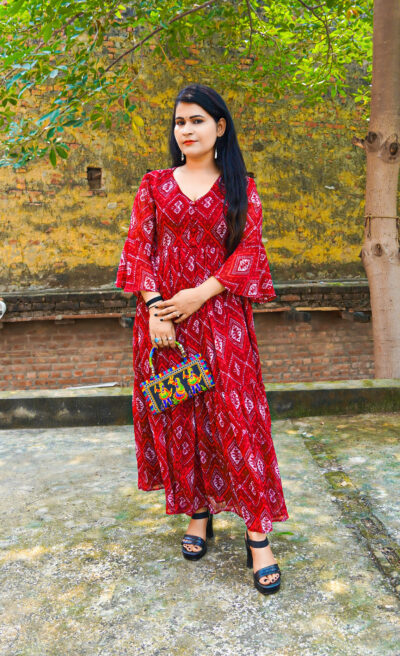 Red Printed Maxi Dress