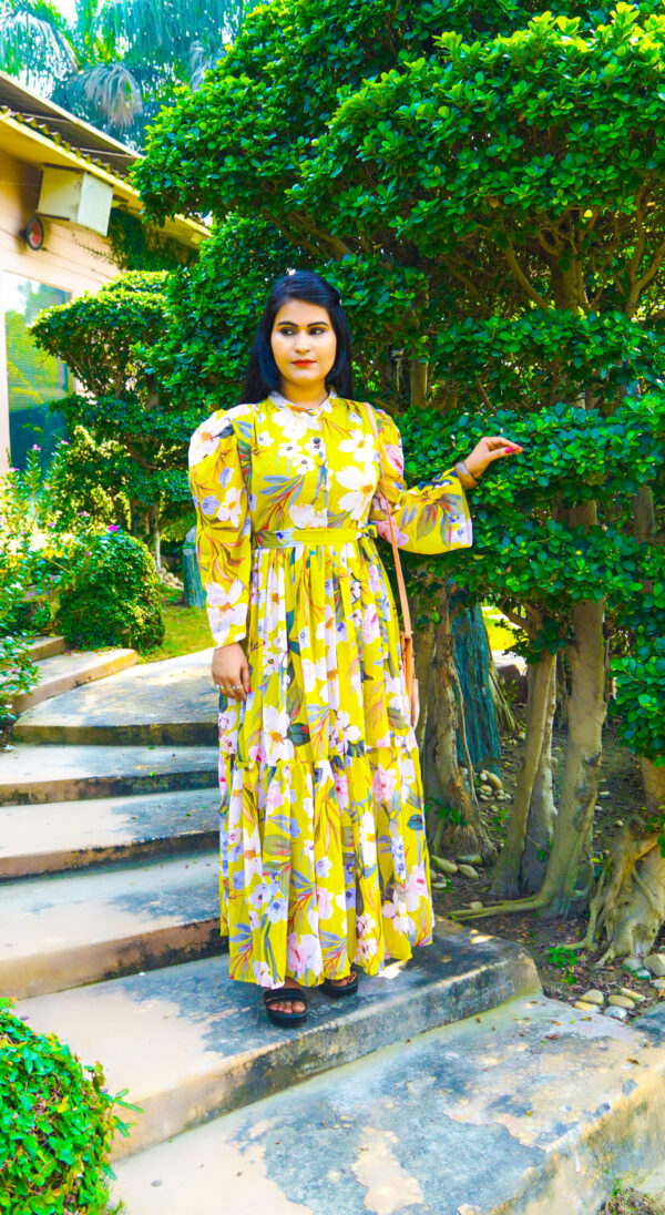 Floral Collared Neck Dress - Image 4