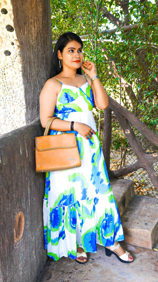 Multicolor Tie & Dye Print Maxi Sundress - Image 4