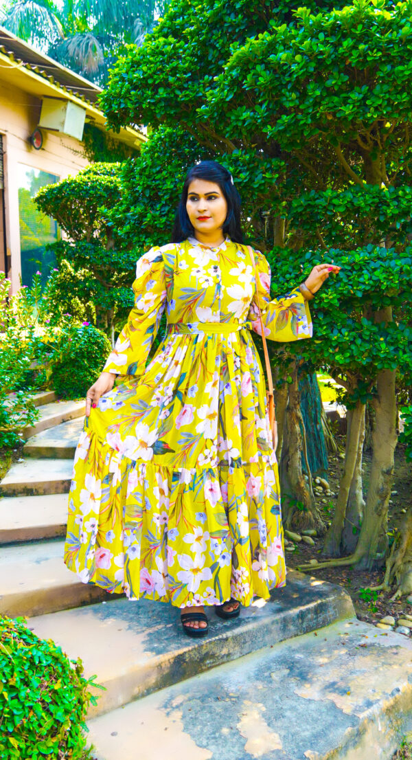 Floral Collared Neck Dress - Image 3