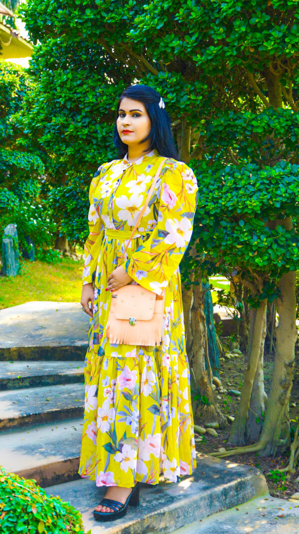 Floral Collared Neck Dress - Image 5
