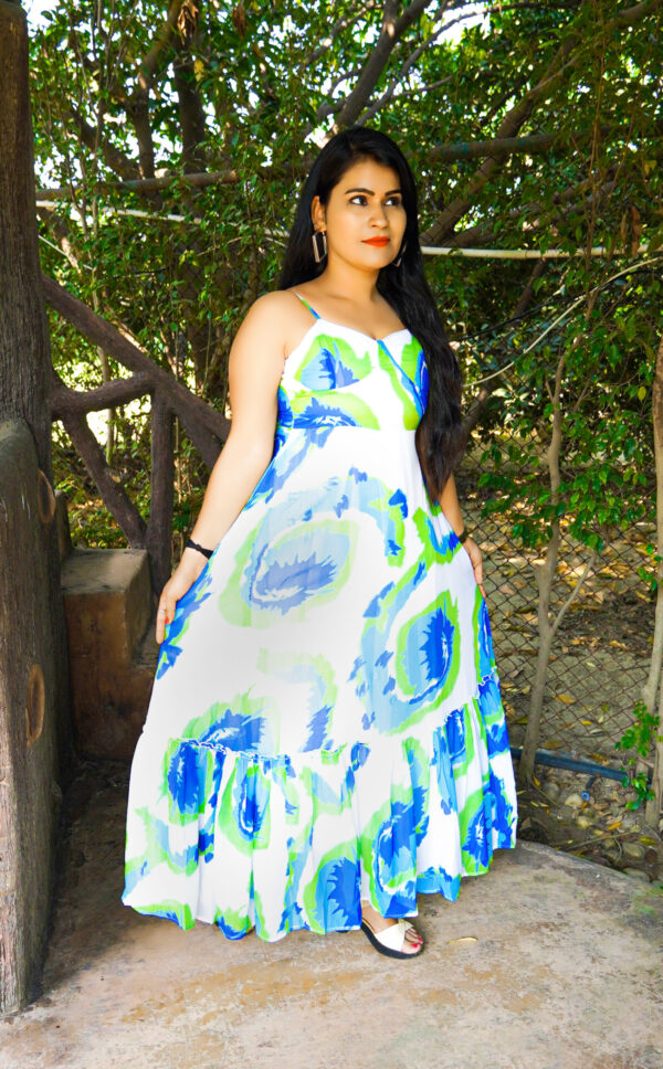 Multicolor Tie & Dye Print Maxi Sundress - Image 6