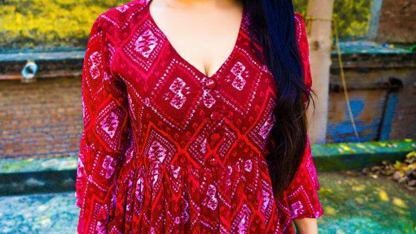 Red Printed Maxi Dress - Image 6