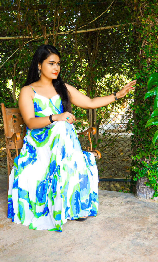Multicolor Tie & Dye Print Maxi Sundress - Image 3