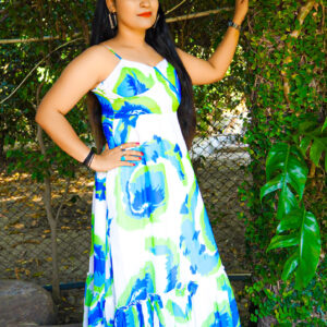 Multicolor Tie & Dye Print Maxi Sundress
