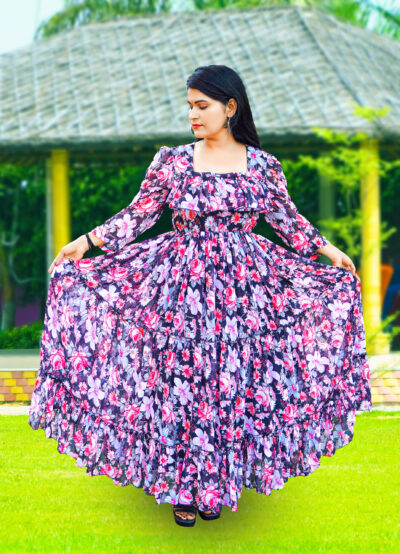 Black Ruffle Maxi Dress – Elegant Long Dress for Women