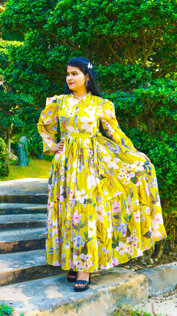 Floral Collared Neck Dress - Image 2