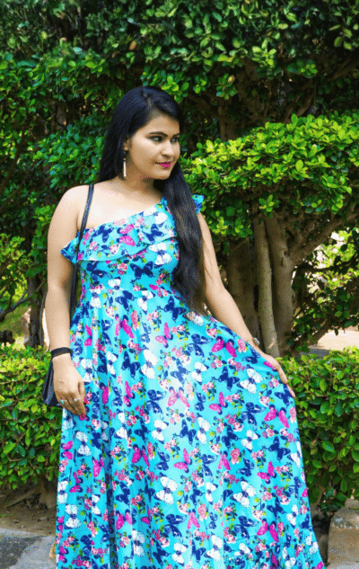 One Shoulder Printed Dress