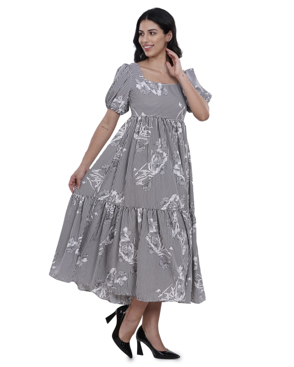 Ingrid Stripe Printed Maxi Dress - Image 5