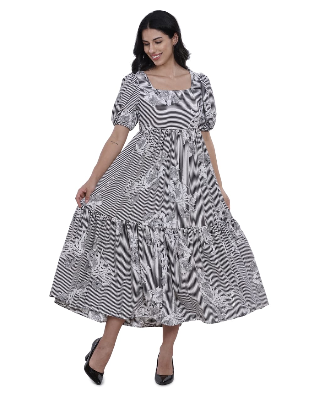 Ingrid Stripe Printed Maxi Dress - Image 3