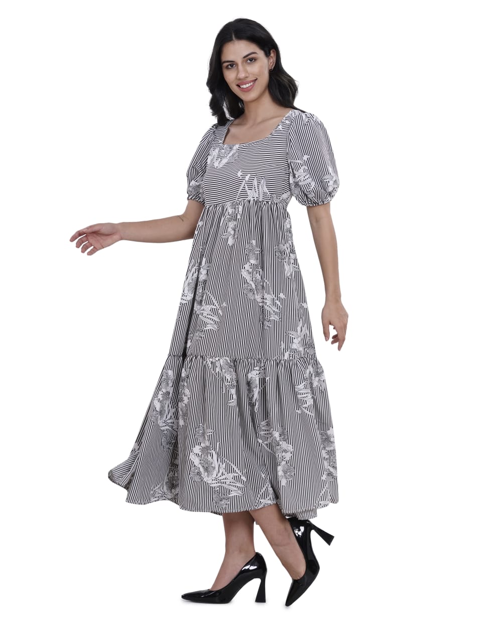 Ingrid Stripe Printed Maxi Dress - Image 4