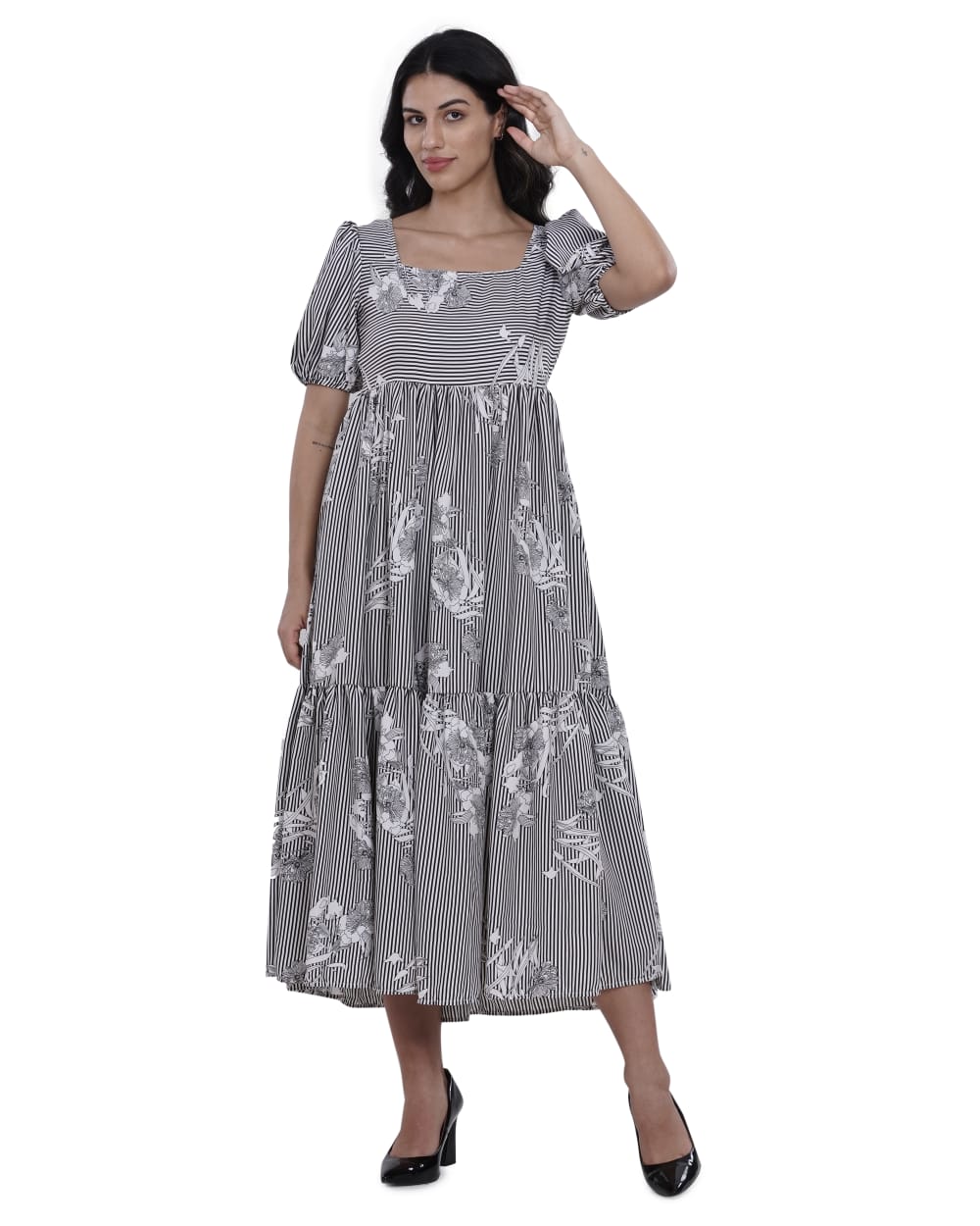 Ingrid Stripe Printed Maxi Dress - Image 2