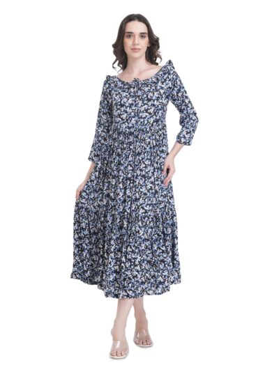 Midnight Blossom Tiered Maxi Dress